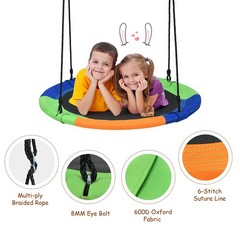 40″ Flying Saucer Tree Swing Outdoor Play Set w/ Adjustable Ropes Gift for Kids