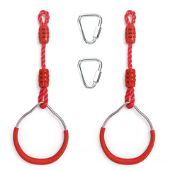 2-Pack Ninja Rings Obstacle Course Swing Set, Red Plastic Rings with Carabiner,