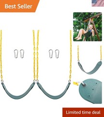 Comfortable Green Swing Set Accessories – 2 Heavy-Duty Seats with Chains