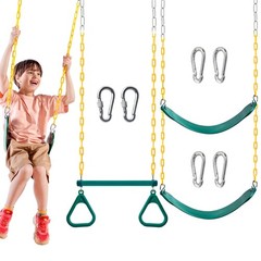 3 Pack Assorted Swing Set, Including 1 Gym Rings Trapeze Bar and 2 Pcs Swings…
