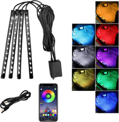 Car LED Interior Lights RGB 48 LED App Control Sound Active USB Kit – US