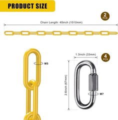 2Pcs 80″ Swing Chain with Carabiners 1000 LBs Capacity Heavy Duty Coated