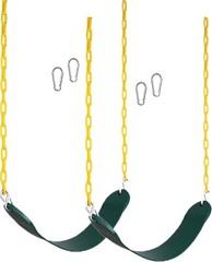 New Bounce Swing Seat – Heavy Duty Rust-Proof Chain – Set of 2 – Green