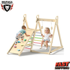 BlueWood 4in1 Indoor Jungle Gym | Foldable Climber Swing Slide Ladder Rainbow