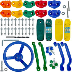 17 Pack Playground Parts & Accessories for Kids – 10Pc Colourful Rock Climbing H
