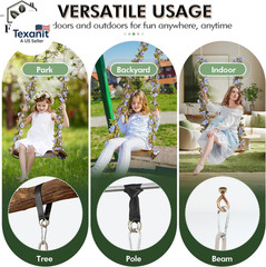 2026 Upgraded Wooden Swing Seat, 18″X 8″, Hanging Tree Swing for Adults & Kids,