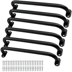 17 Inch Metal Playground Handles Set of 6, Heavy-Duty Climbing Wall Grab Black