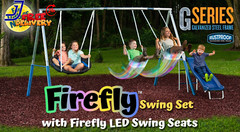 Metal Swing Set with 2 LED Swing Seats Super Disc Swing & Wave Slide FREE SHIPP