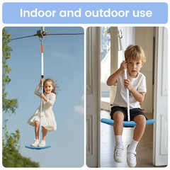 3-In-1 Multi-Functional Swing Set with Disc Seat, Climbing Rope, Pull-Up Bar and