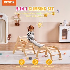 5-in-1 Toddler Climbing Triangle Ramp Arch Wooden Gym Medium 1-3 Years