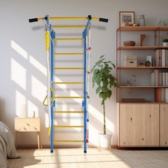 5 in 1 Playset Laddeer Wall Gym With Rope Ladder, Pull-up Bar, Wall Ladder