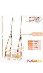 PLAYBERG Wooden Baby Swing with Hanging Ropes, for Babies and Toddlers *READ ALL