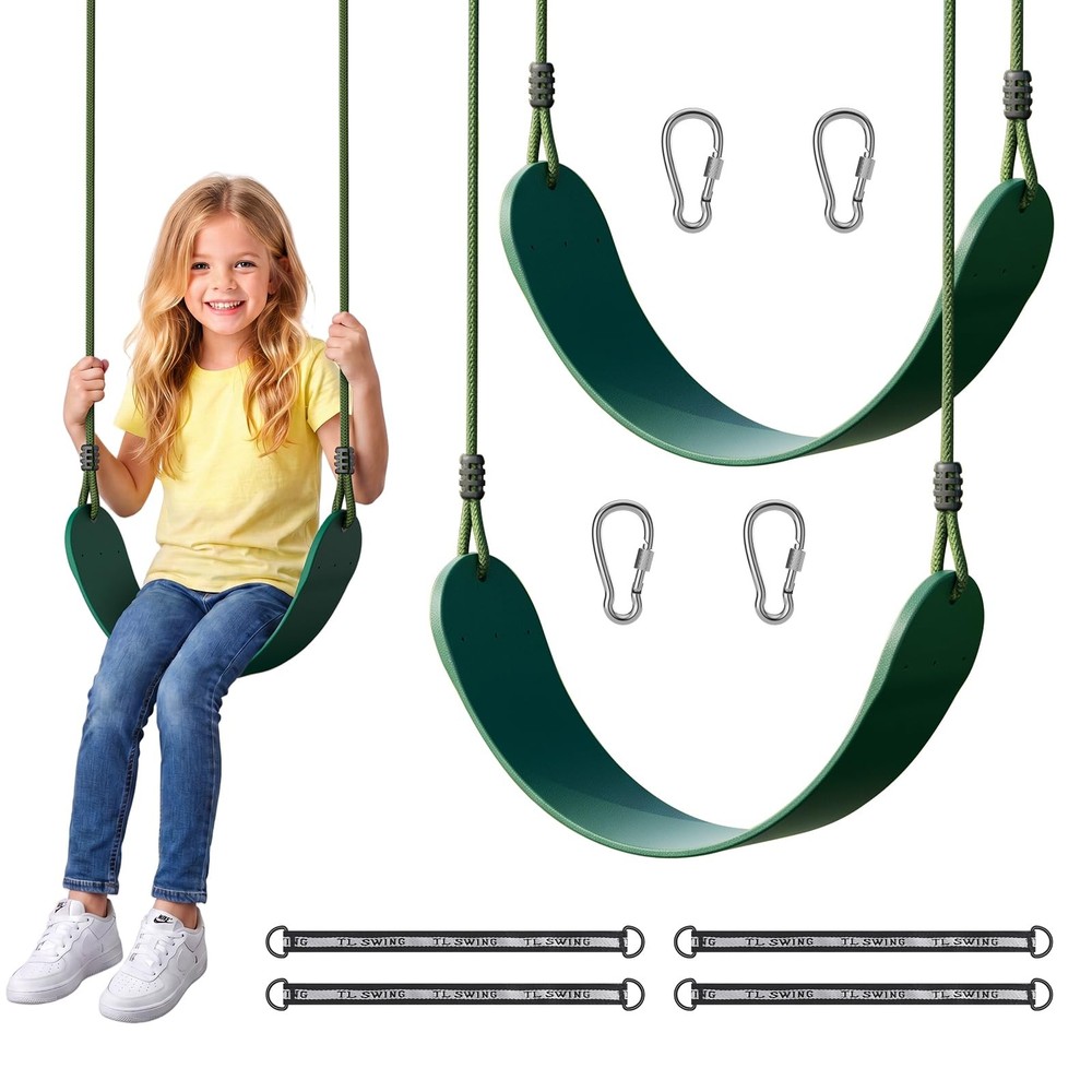 2 Pack Heavy Duty Swing Seats with 79″ Adjustable Rope, 330 lbs Capacity Swin…