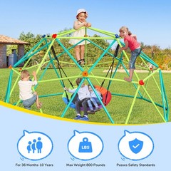 Hapfan 10FT Climbing Dome Saucer Swing Set Rust-Resistant Outdoor Playset 800lbs