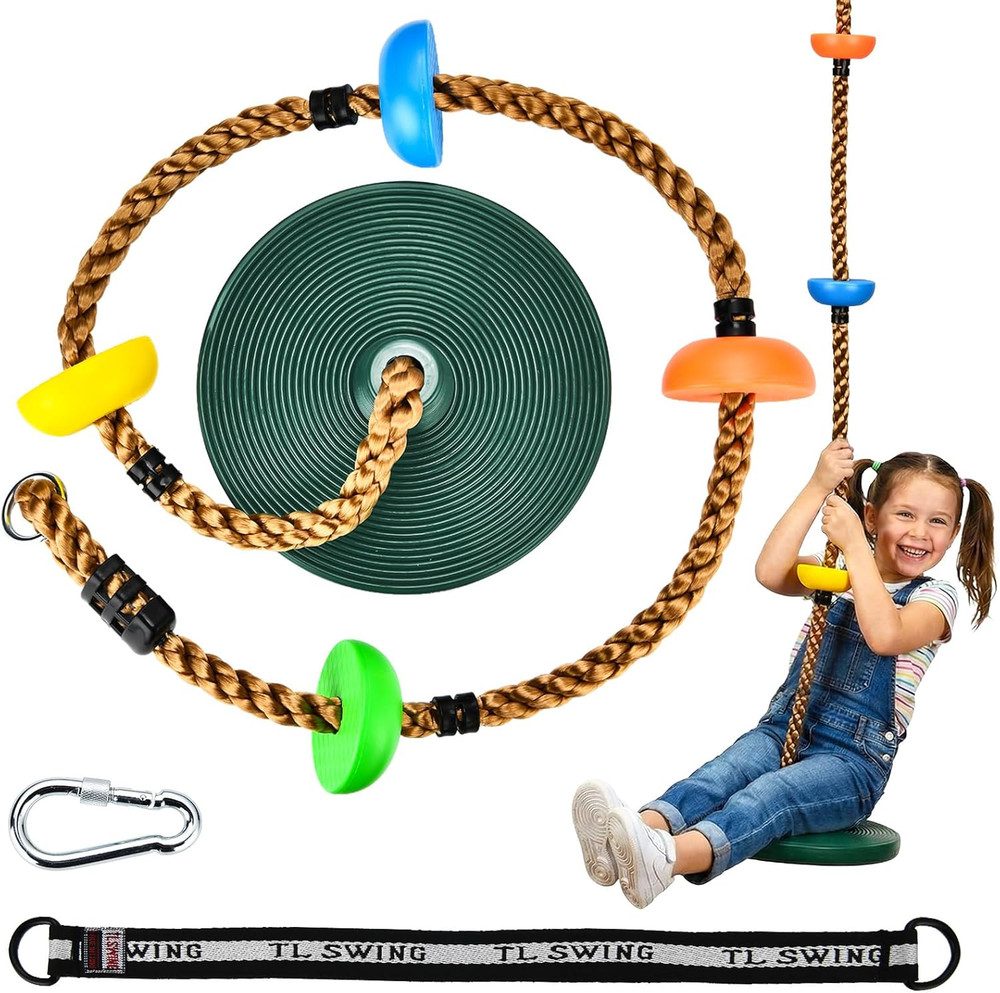 Heyzoo Tree Swing for Kids 330LB Capacity, Climbing Rope with Platforms and Disc