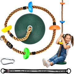 Heyzoo Tree Swing for Kids 330LB Capacity, Climbing Rope with Platforms and Disc