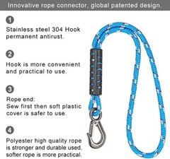 39” Tree Swing Rope with Stainless Steel Hook – 2500LB Load Capacity