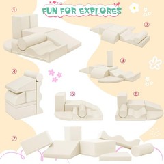 7-Piece Soft PU Climbing & Crawling Play Set for Kids, Child- Foam Blocks,