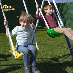 Park Metal Swing Set for Ages 3-8, 2 Swings, Standing Swing, Roman Glider