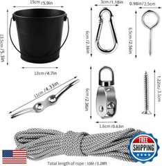 FUQUN Treehouse Accessories – Pulley with Bucket Cable, Kids Playhouse Access