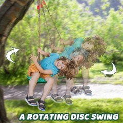 Rotating Disc Swing for Kids – 360° Swivel Seat, No Assembly, Dark Green