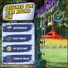 Ninja Warrior Obstacle Course for Kids – Ultimate Outdoor Fun 2X55 Ft Ninja Slac