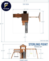 Sterling Point Cedar Wood Swing Set with Wave Slide Raised Clubhouse Wooden