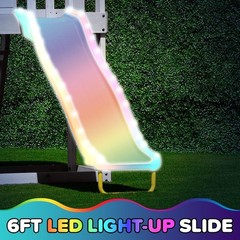 Backyard Cedar Swing Set w LED Swings Slide Fort Sandbox Heavy Duty A-Frame 6ft