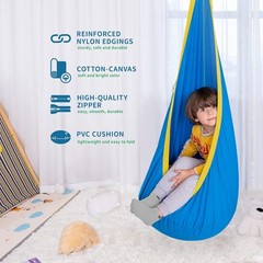 Kids Pod Swing Seat, Blue & Yellow Hammock Chair