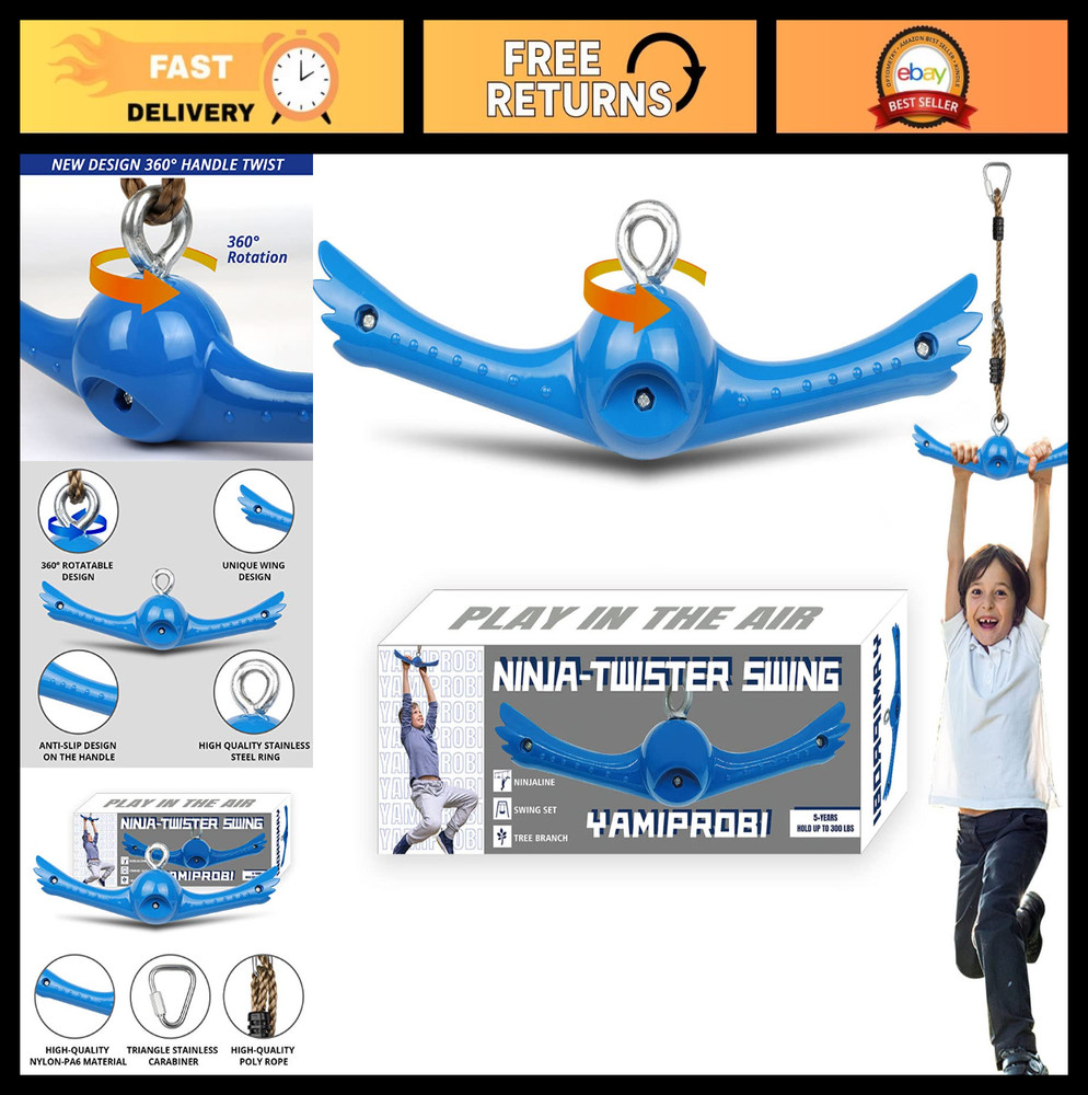 360° Twist-Spin Swing Set Attachments – Ninja Warrior Flips Toy for Kids, Backya