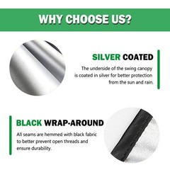 Swing Canopy Cover, Waterproof Sun Shade Porch Swing Canopy Top for 2-3 Seate…