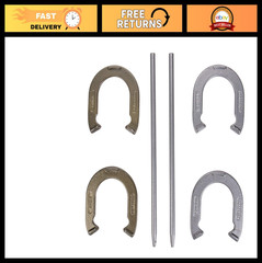 Complete Horseshoe Set – 4 Forged Steel Horseshoes & 2 Stakes – Patriotic Colors