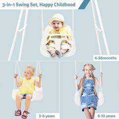 Toddler Swing with Foldable Metal Stand for Toddlers Aged 1~10 , 3-in-1 Baby …