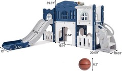 8 in 1 Toddler Slide Kids Climber Playset Indoor Outdoor Slide Playset Blue