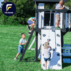 Backyard Discovery Canyon Creek White Cedar Wood Swing Set with Wave Slide