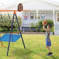 6-in-1 Kids Swing Set Backyard Playground Set Metal Swings Set for Kids Outdoor