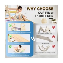 BlueWood Pikler Triangle Set 7in1 Foldable Baby Climbing Toys Wooden Montesso…