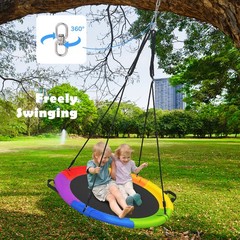 700lbs 40″ Saucer Tree Swing for Kids Adults Waterproof Outdoor Round Mat Swing
