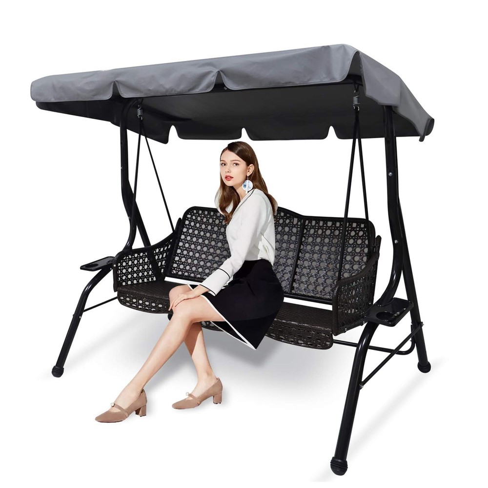 Patio Swing Chair Canopy Replacement,3 Seat Outdoor Porch Swing Seat Canopy C…