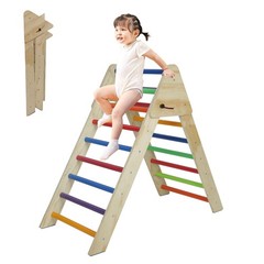 Wooden Foldable Climbing Triangle Ladder Montessori Play Gym for Toddlers