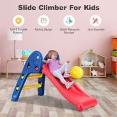 2-Step Children Folding Slide Plastic Fun Toy Sturdy Kids Indoor Outdoor Playset