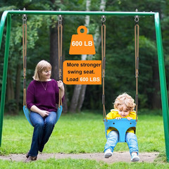 600 LB Weight Capacity Full Bucket Toddler Swing Seat with Adjustable Height Rop