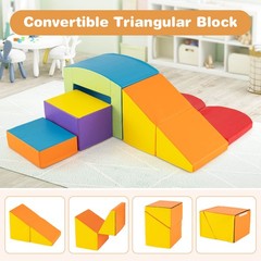 6 PCS Multi-color Climb and Crawl Activity Playset with Tunnel Slide Stairs &