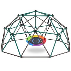 Hapfan 10ft Climbing Dome Swing Set with Saucer Swing, Jungle Gym for Kids 800lb