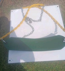 (04-0002) Deluxe Swing Belt-Green with Yellow Coated Chains-225 Weight Limit