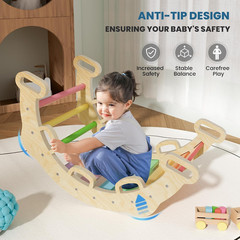 2024 8-In-1 Pikler Triangle Climbing Set Toddler Toys Indoor Baby Jungle Gym Cli