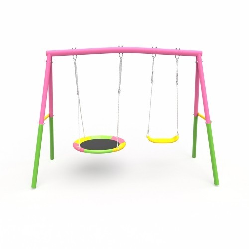 swing Backyard swing set, 440-pound heavy A-shaped metal frame