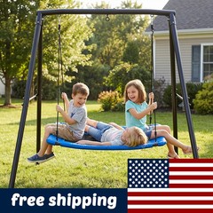 Trekassy 440lbs Heavy Duty A-Frame Metal Swing Set with 60″ Large Platform Swing