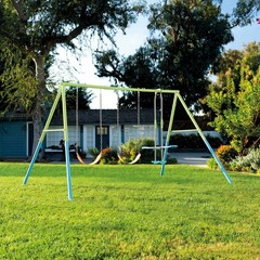 Three Feature Colored Playground Swing Set w/ Trapeze Bar, Multicolor(For Parts)