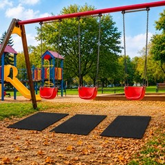 Large Outdoor Playground Slide Mat Shock Absorbing Landing Pad 39×24 Inch Bla…